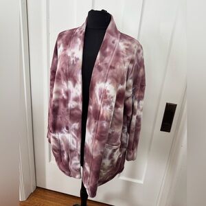 JOY LAB Tie Dye Mauve Cardigan w/pockets Size L